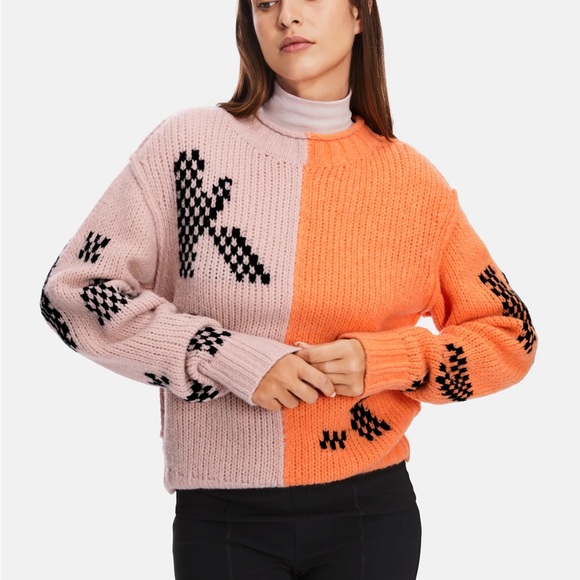 Marc Cain Sweaters - Marc Cain Orange and Gray Knit Sweater